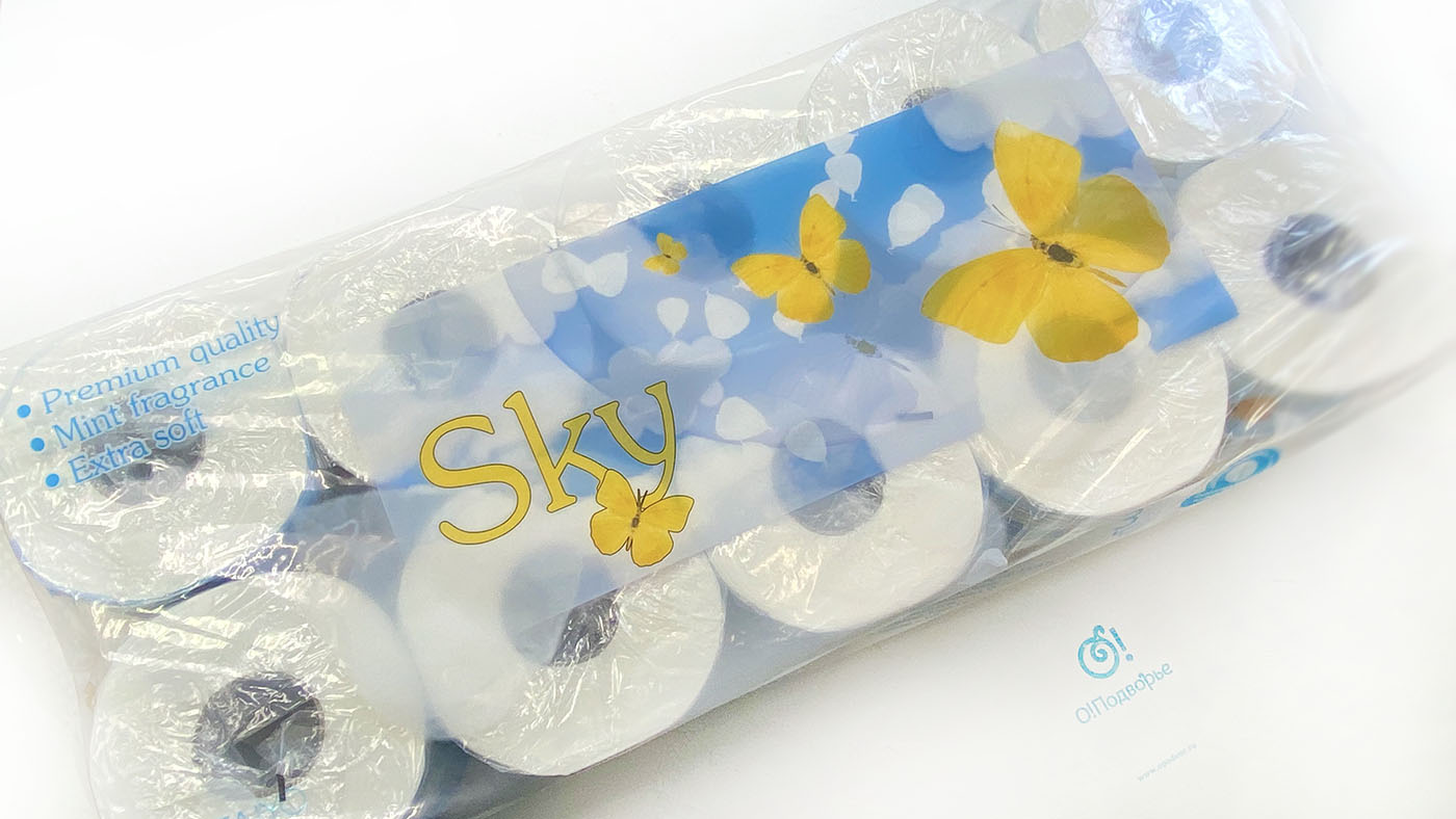 Трехслойная туалетна бумага Sky с ароматом ментола 10 рулонов