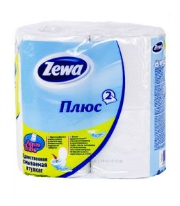 Бумага туалетная ZEWA 2х-сл 4 рулонов Белая