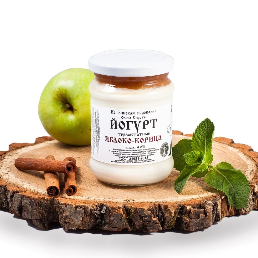 Йогурт яблоко-корица 4%, Истринская сыроварня Олега Сироты, 250 грамм