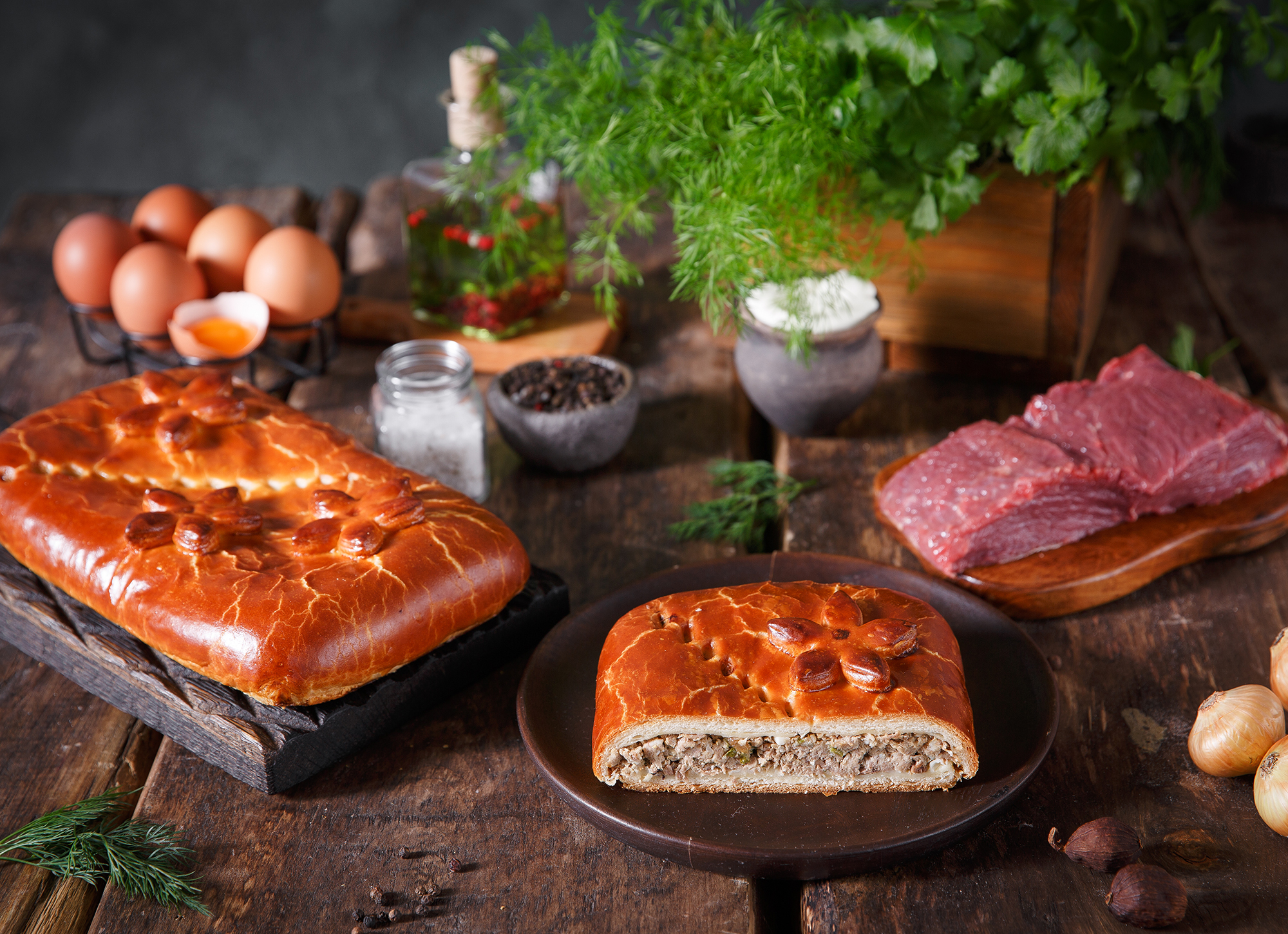 Пирог "Акуловский" с мясом 700 г Крафтовый 
