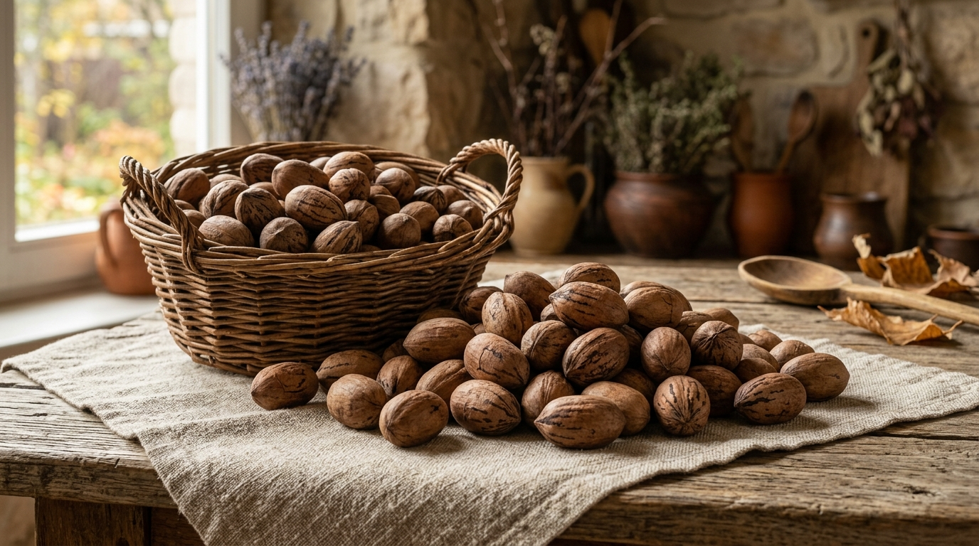 Орех пекан в скорлупе