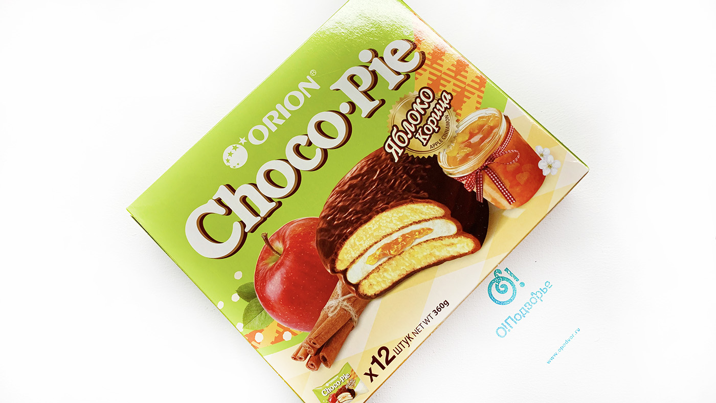 Orion Choco-Pie яблоко-корица 12 штук, 360 грамм