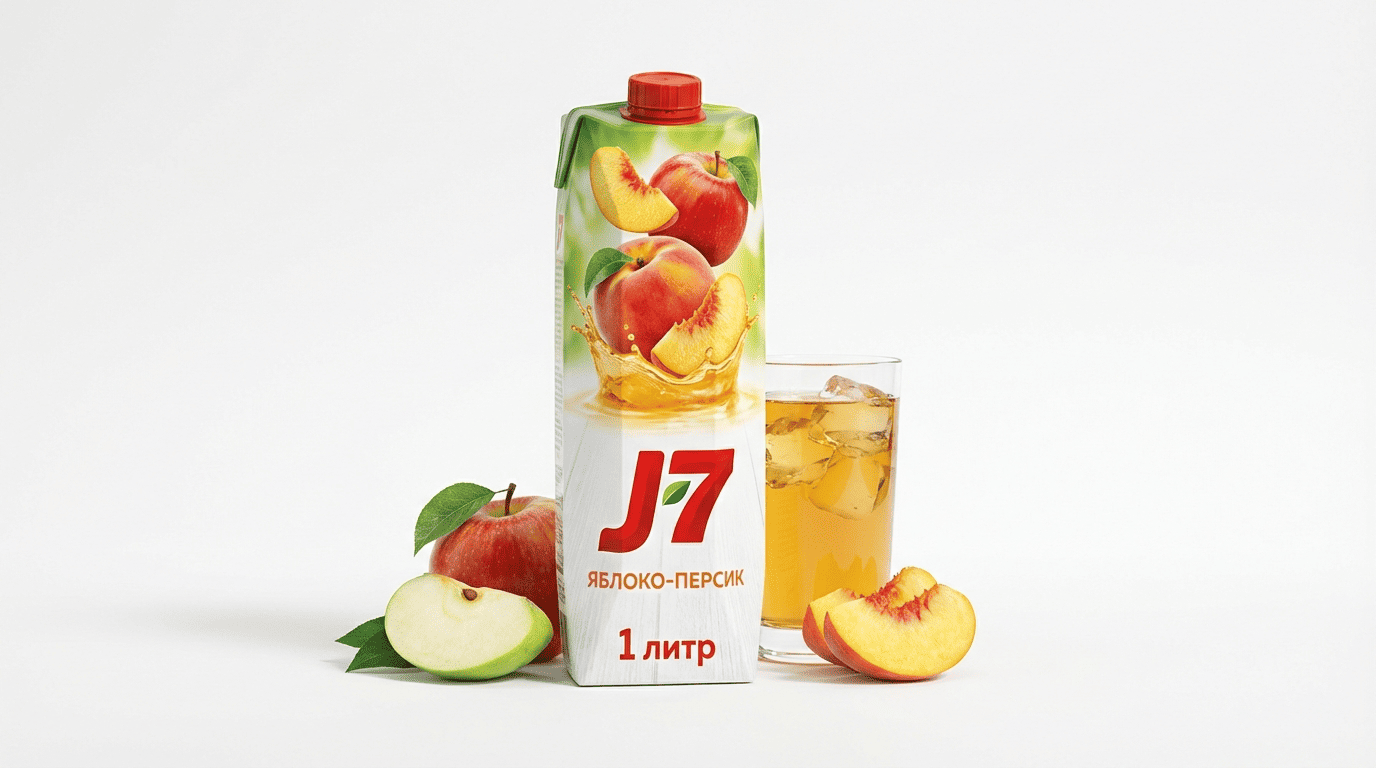 Сок J7 Яблоко-Персик 1 литр (ВТ)