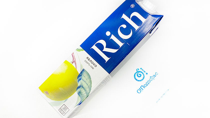 Сок яблочный Rish, восстановленный осветленный, 1 литр,(зл)