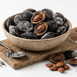 Косточки абрикоса  запеченные в золе в скорлупе