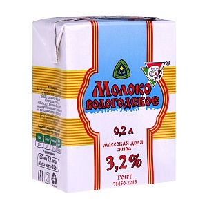 Молоко &quot;Вологодское&quot; 3.2% 0.2 литра (Сырная лавка)