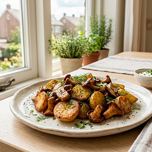 Картофель жареный с грибами (Домашняя готовая кулинария)