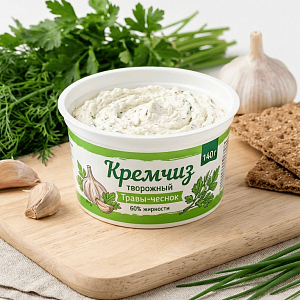 Сыр Кремчиз творожный Травы-чеснок 60% жир. 140г, Продукция от партнеров Олега Сироты